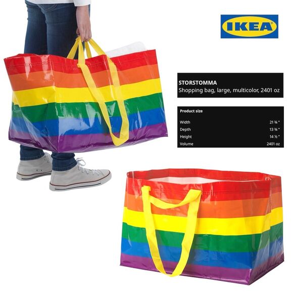 IKEA STORSTOMMA Rainbow Large & Small Reusable Shopping Bags Set of 5 - Picture 3 of 3